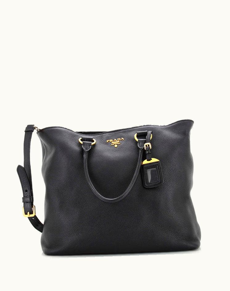 Prada Prada Large Vitello Daino Shopper Tote Black