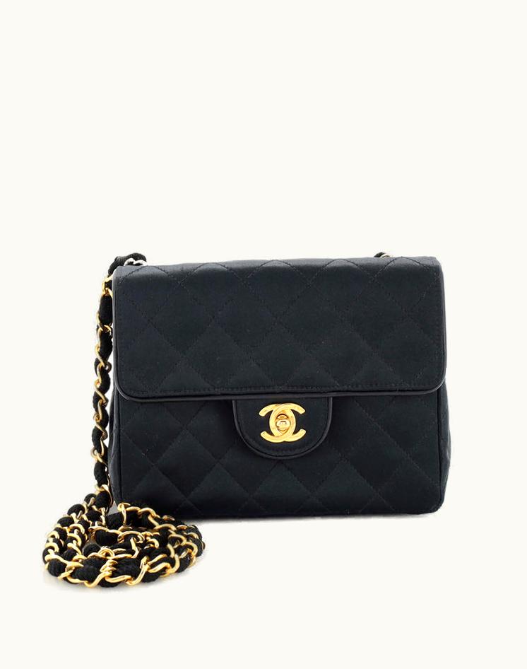Chanel Chanel Vintage Square Classic Single Flap Bag Quilted Satin Mini