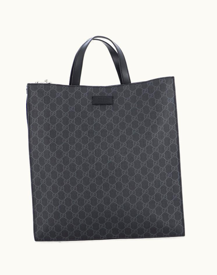 Gucci Gucci Convertible Soft Open Tote GG Coated Canvas Tall Luxury Bag Black