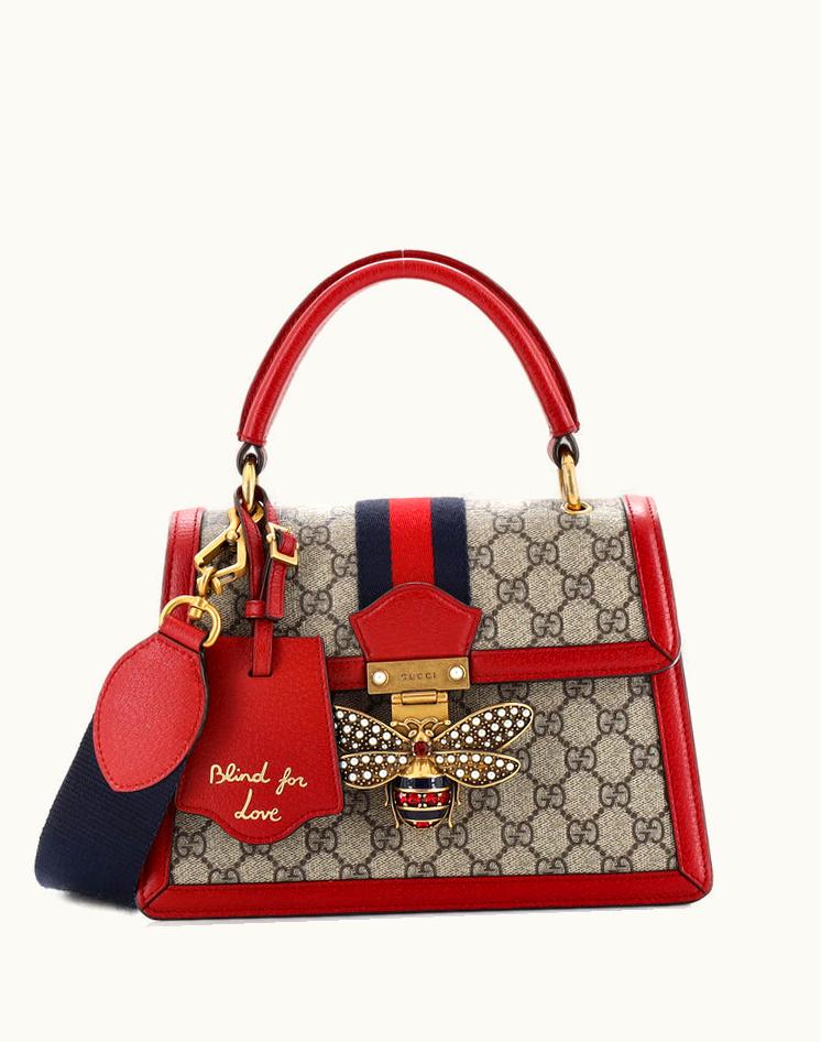 Gucci Gucci Queen Margaret Top Handle Bag GG Coated Canvas Small Brown Aged Gold