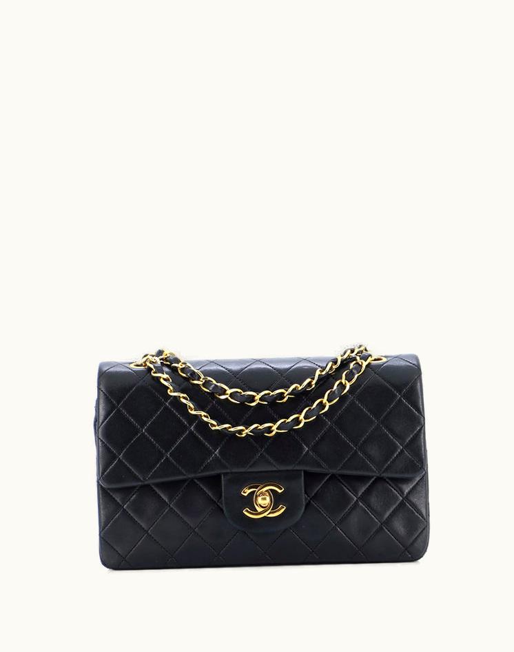 Chanel Chanel Vintage Classic Double Flap Bag Quilted Lambskin Small Black & Red