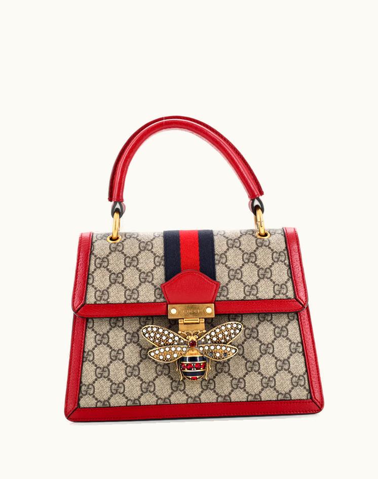 Gucci Gucci Queen Margaret Top Handle Bag GG Coated Canvas Small Damaged Brown