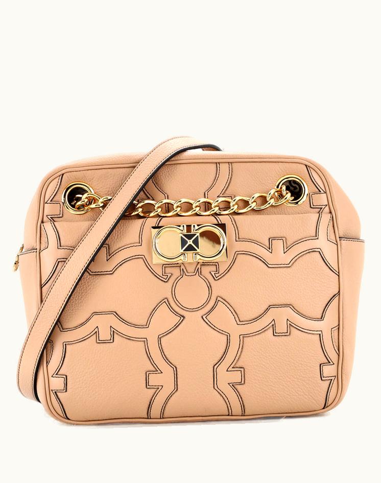 Salvatore Ferragamo Salvatore Ferragamo Iconic Camera Shoulder Bag Leather With Applique