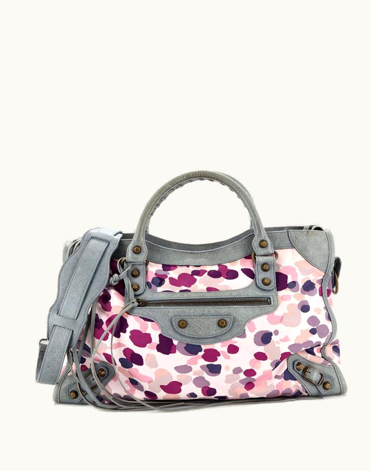 Balenciaga Balenciaga City Classic Studs Bag Printed Nylon And Leather Medium