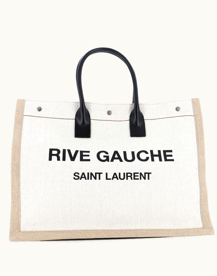 Saint Laurent Saint Laurent Rive Gauche Shopper Tote Canvas Large Neutral Beige Luxe Tote
