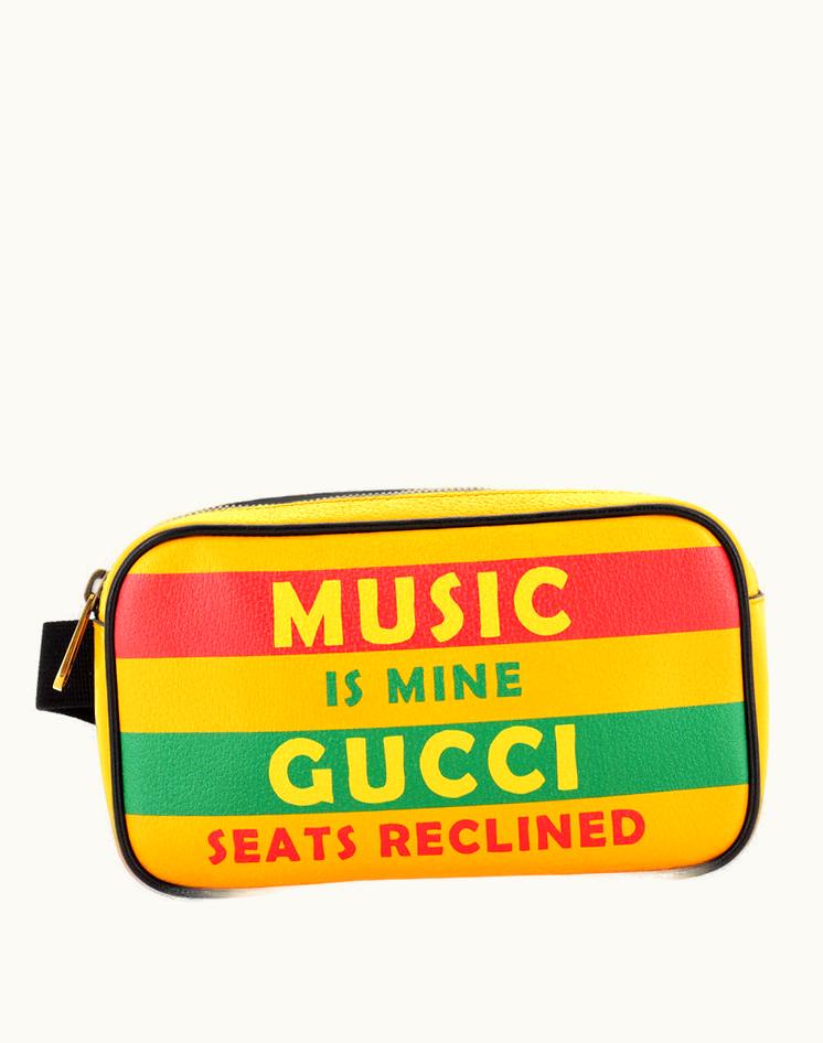 Gucci Gucci Music Is Mine 100 Belt Bag Printed Leather Large Multicolor Yellow Aged Gold