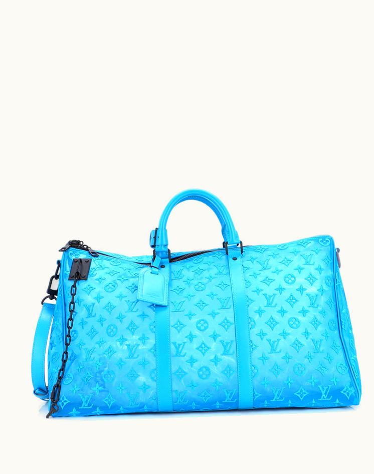 Louis Vuitton Louis Vuitton Keepall Bandouliere Bag Monogram See Through Mesh 50 Blue Mesh