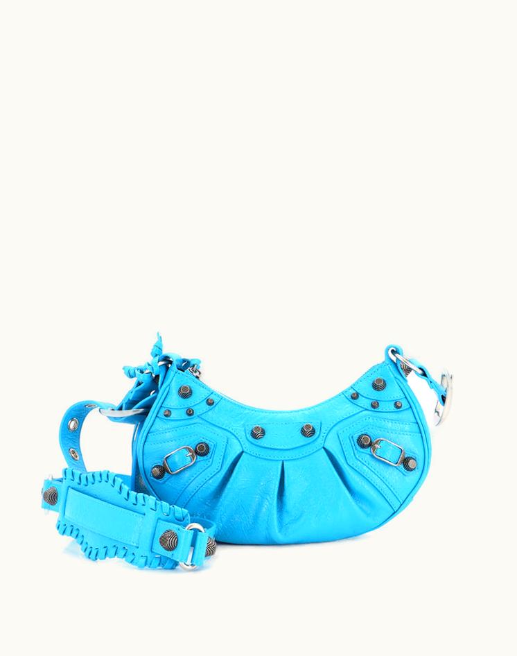 Balenciaga Balenciaga Le Cagole Giant Studs Shoulder Bag Leather XS Blue Aged Silver