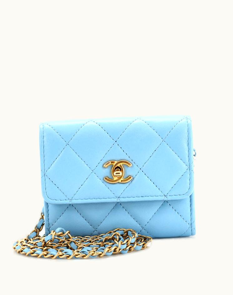 Chanel Chanel Pearl Crush Flap Clutch Mini in Blue Lambskin