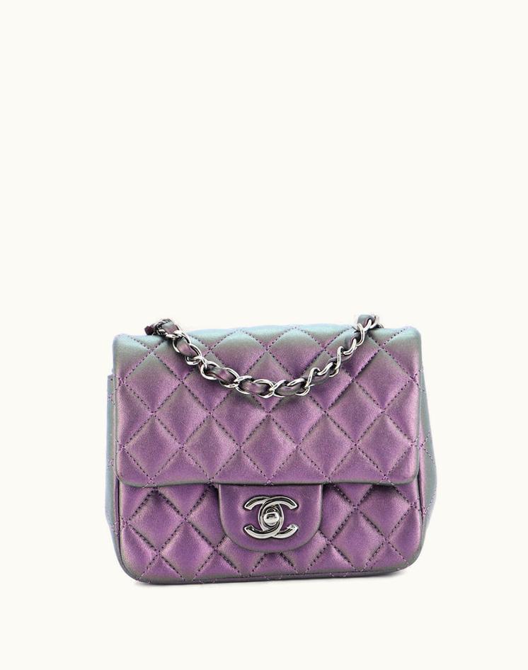 Chanel Chanel Square Classic Single Flap Bag Quilted Iridescent Lambskin Mini