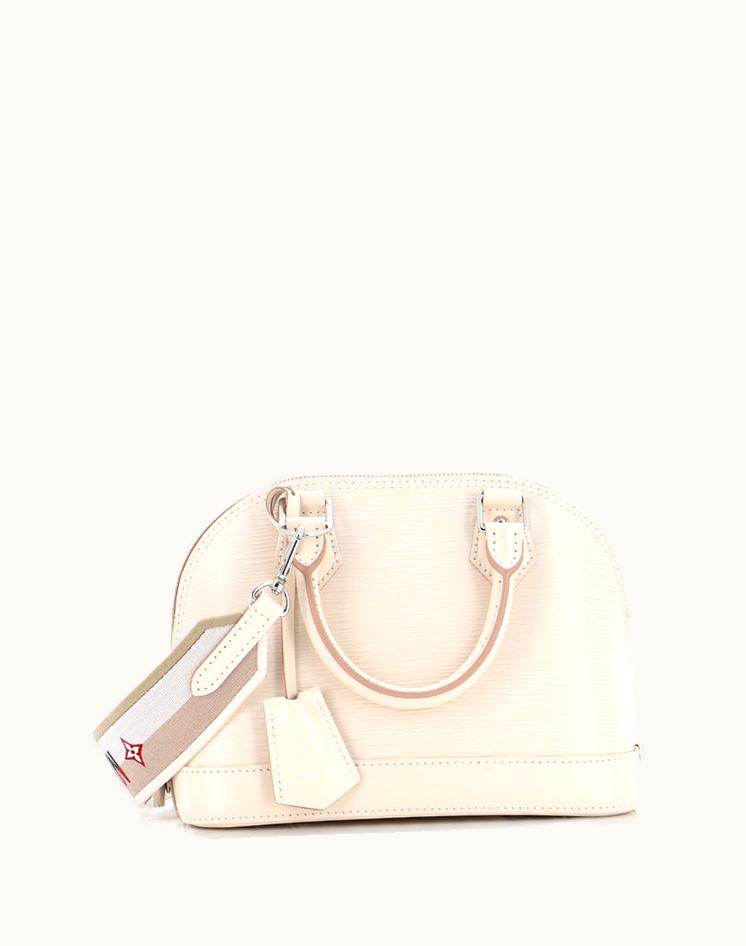Louis Vuitton Louis Vuitton Alma Epi Leather Handbag With Logo Jacquard Strap BB Neutral Silver