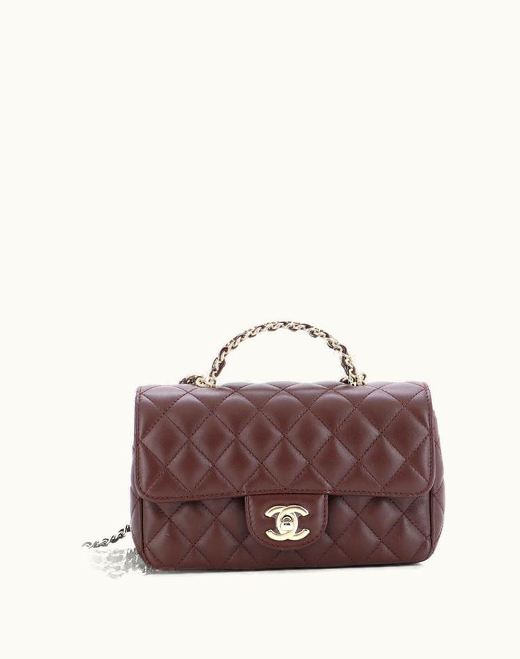 Chanel Chanel Crystal Chain Flap Top Handle Bag Quilted Lambskin Small