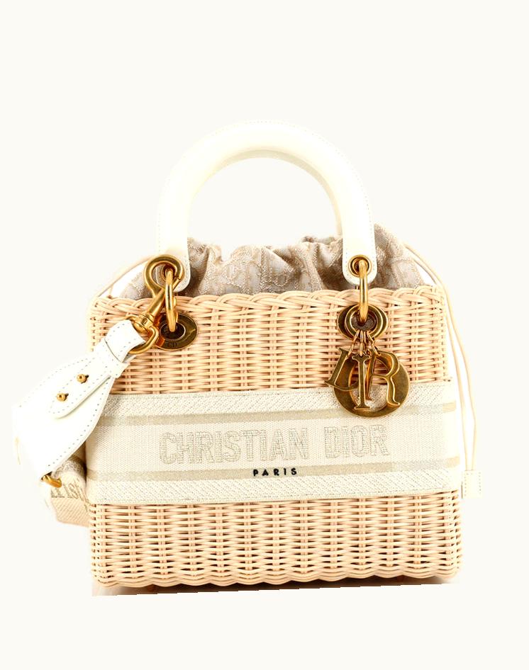 Dior Dior Lady Dior Bag Wicker And Oblique Canvas Medium