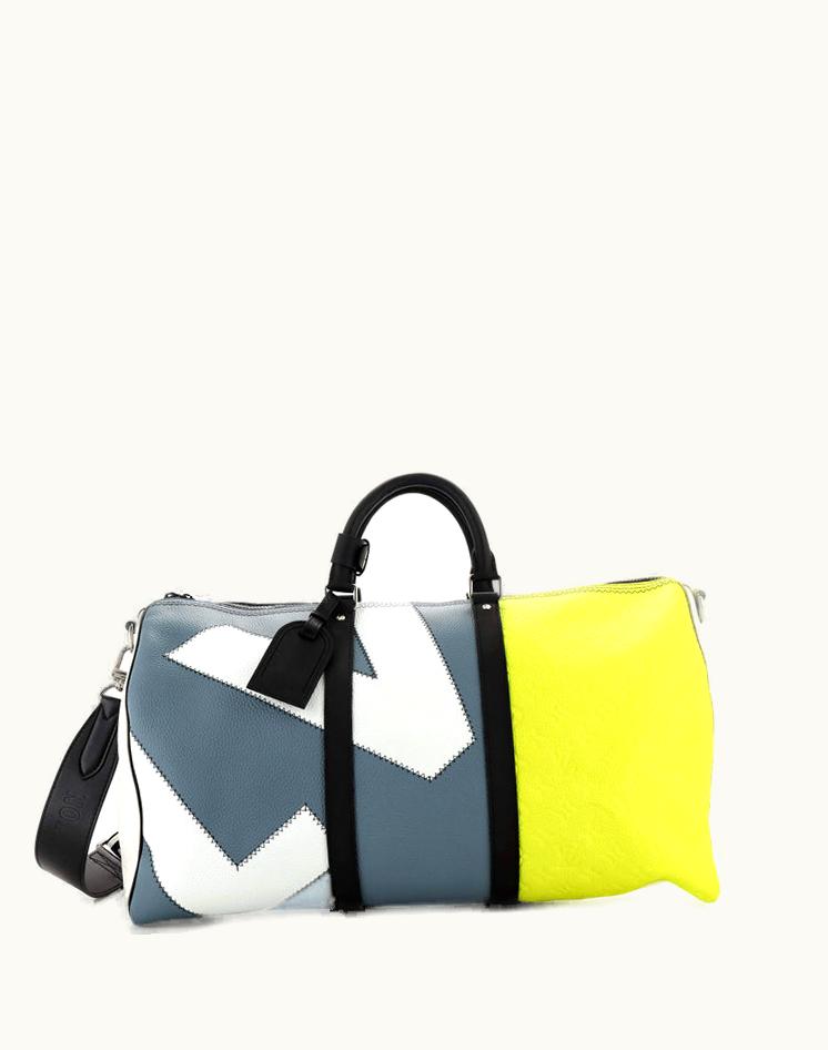 Louis Vuitton Louis Vuitton Keepall Bandouliere Bag Daybreak Colorblock Monogram Taurillon Leather 50 Luxury Travel Duffle Silver