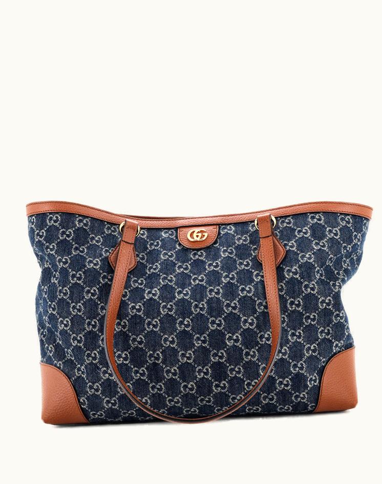 Gucci Gucci Ophidia Shopping Tote GG Denim Medium Blue