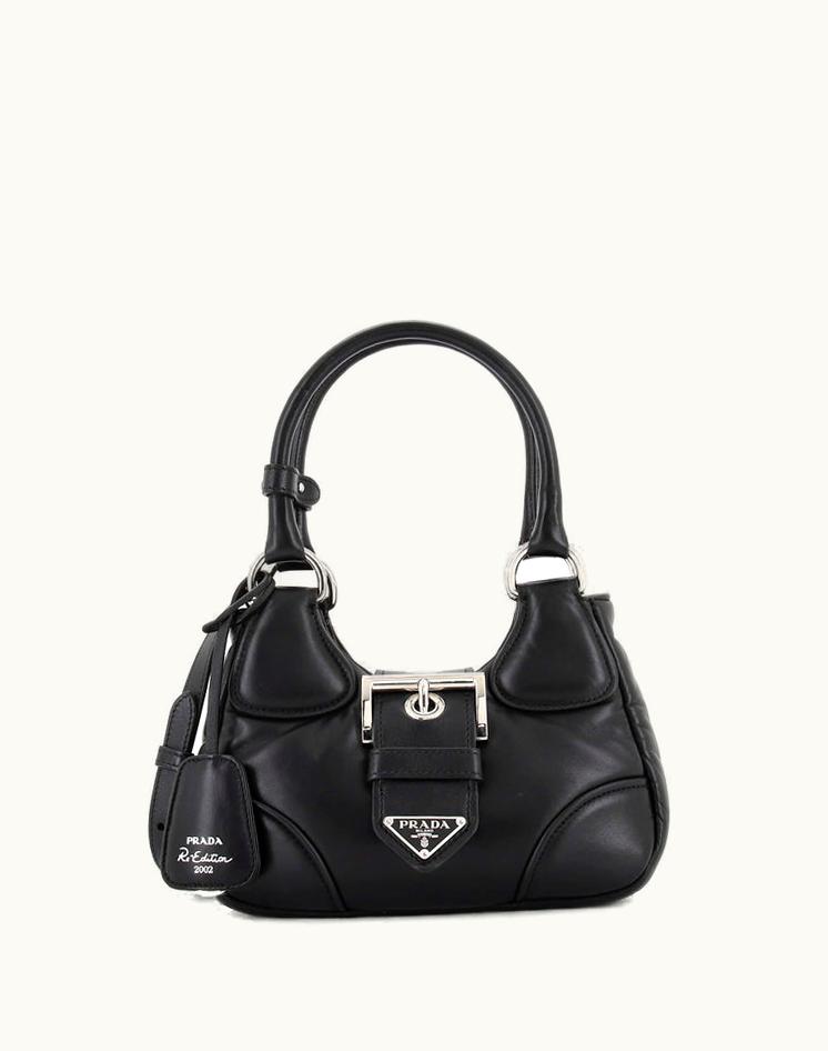 Prada Prada 2002 Moon Handle Bag Re-Issue Padded Nappa Leather Black