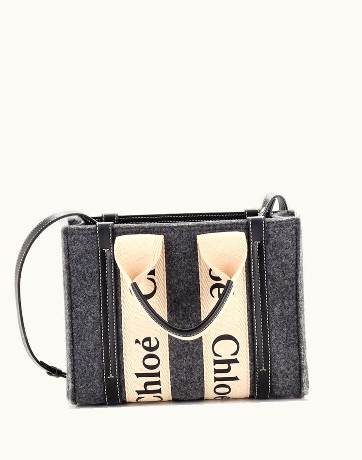 Chloe Chloe Woody Tote Recycled Felt With Leather And Canvas Small