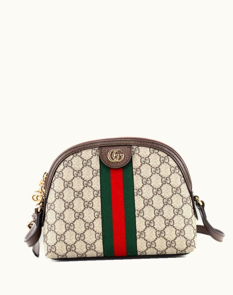Gucci Gucci Ophidia Dome Shoulder Bag GG Coated Canvas Small Brown Blue Gold