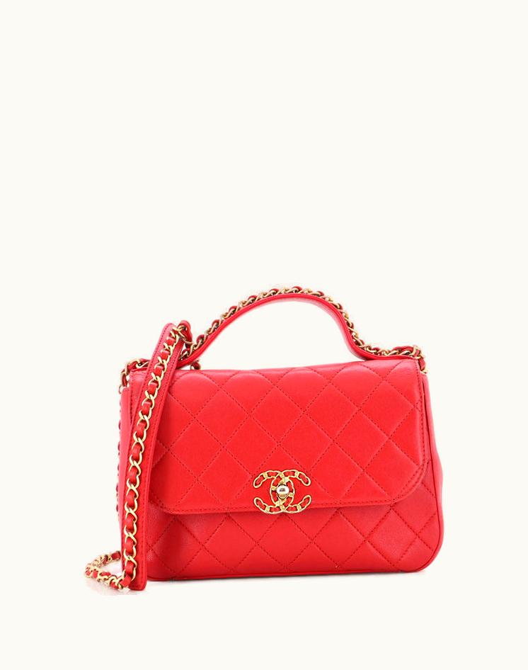 Chanel Chanel Chain Infinity Top Handle Bag Quilted Lambskin Small