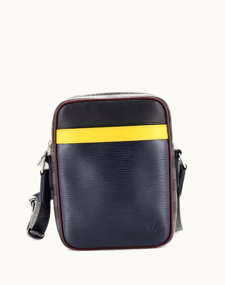 Louis Vuitton Louis Vuitton Danube Handbag Epi Leather and Damier Graphite Slim Blue