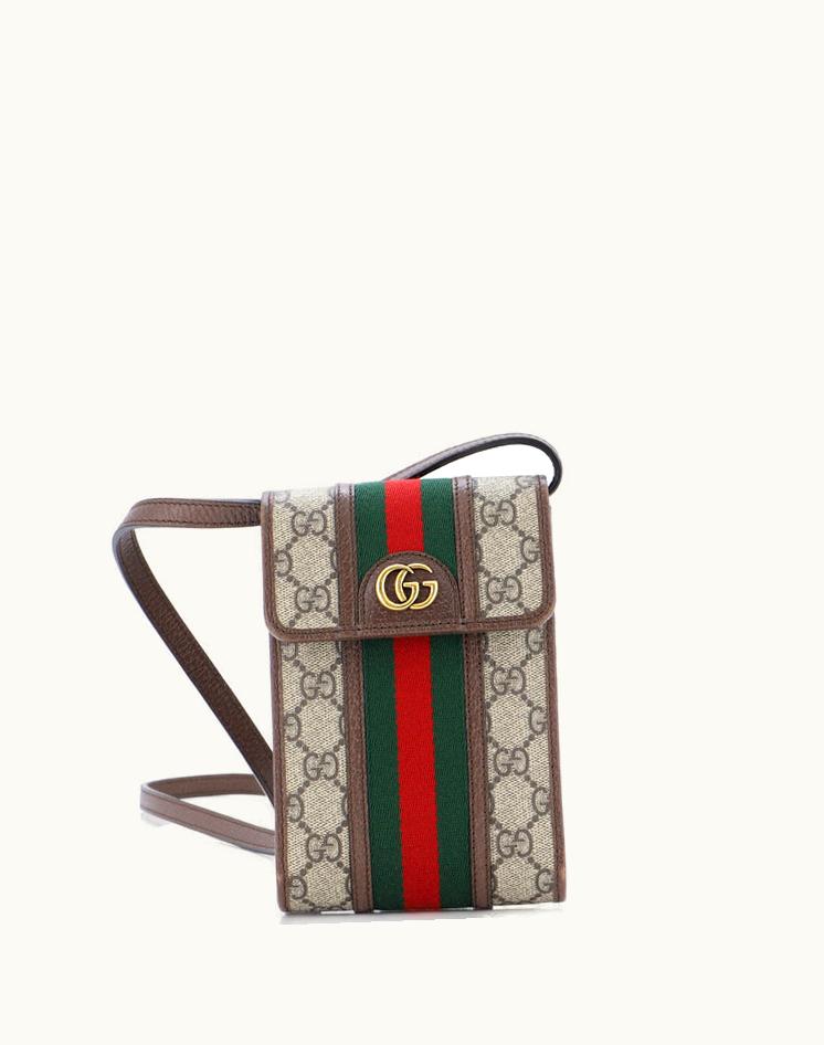 Gucci Gucci Ophidia Vertical Flap Crossbody Bag GG Coated Canvas Mini