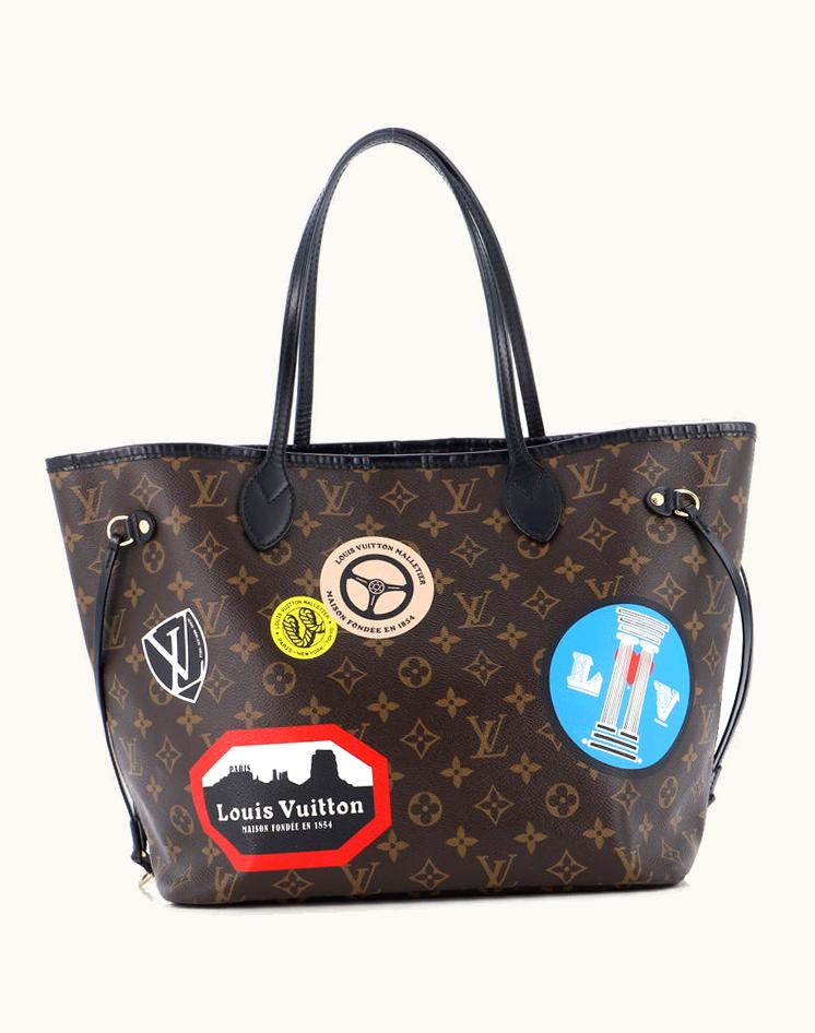 Louis Vuitton Louis Vuitton Neverfull NM Tote Limited Edition World Tour Monogram Canvas MM in Brown and Red