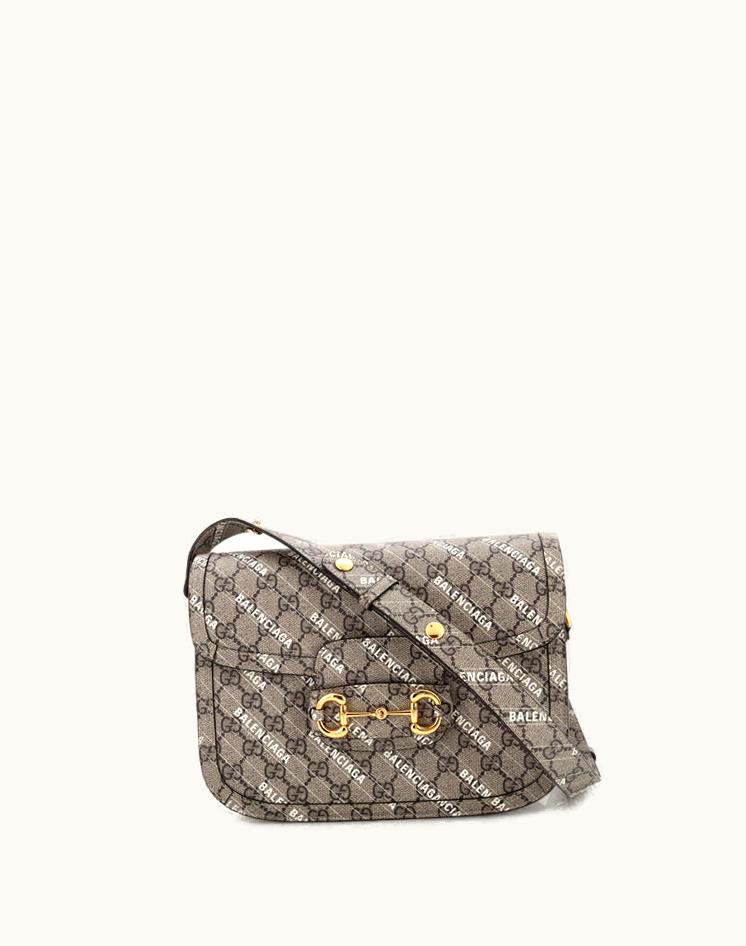 Gucci Gucci x Balenciaga The Hacker Project Horsebit 1955 Shoulder Bag GG Coated Canvas Small Brown/Gold
