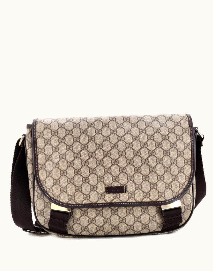 Gucci Gucci Double Buckle Messenger Bag GG Coated Canvas Medium