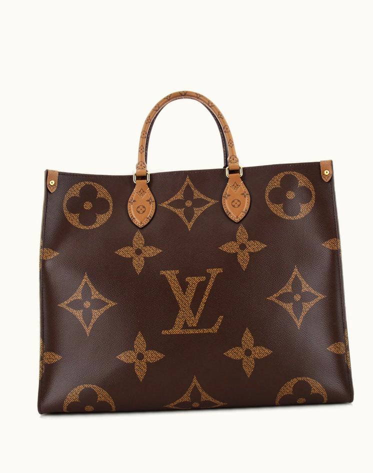 Louis Vuitton Louis Vuitton OnTheGo Tote Reverse Monogram Giant GM Canvas Coated Brown & Red
