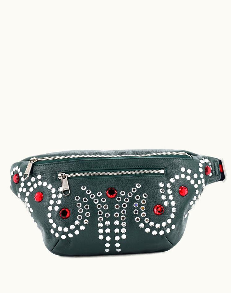 Gucci Gucci Bijoux Front Zip Waist Bag Crystal Embellished Leather