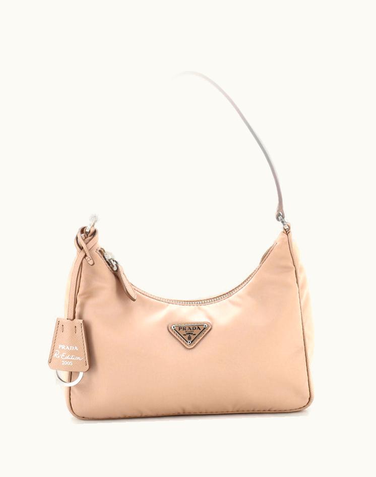 Prada Prada Re-Edition 2005 Hobo Tessuto With Saffiano Leather Mini Neutral