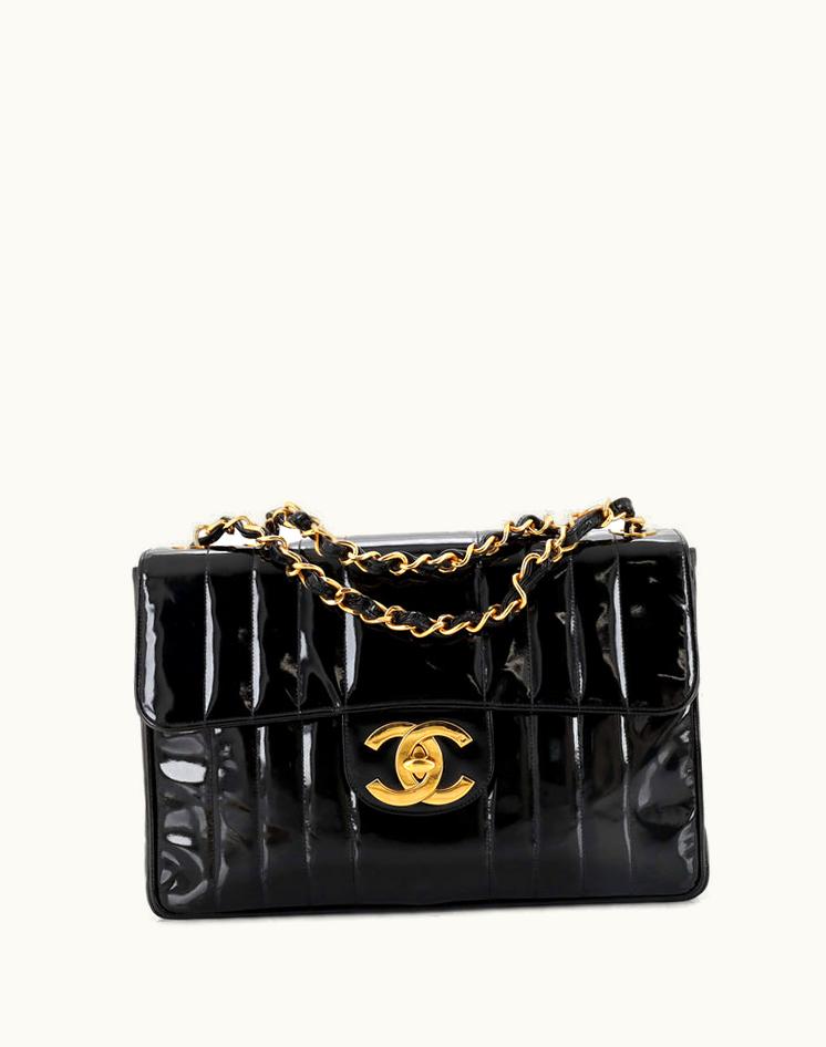 Chanel Chanel Vintage CC Chain Flap Bag Vertical Quilted Patent Jumbo