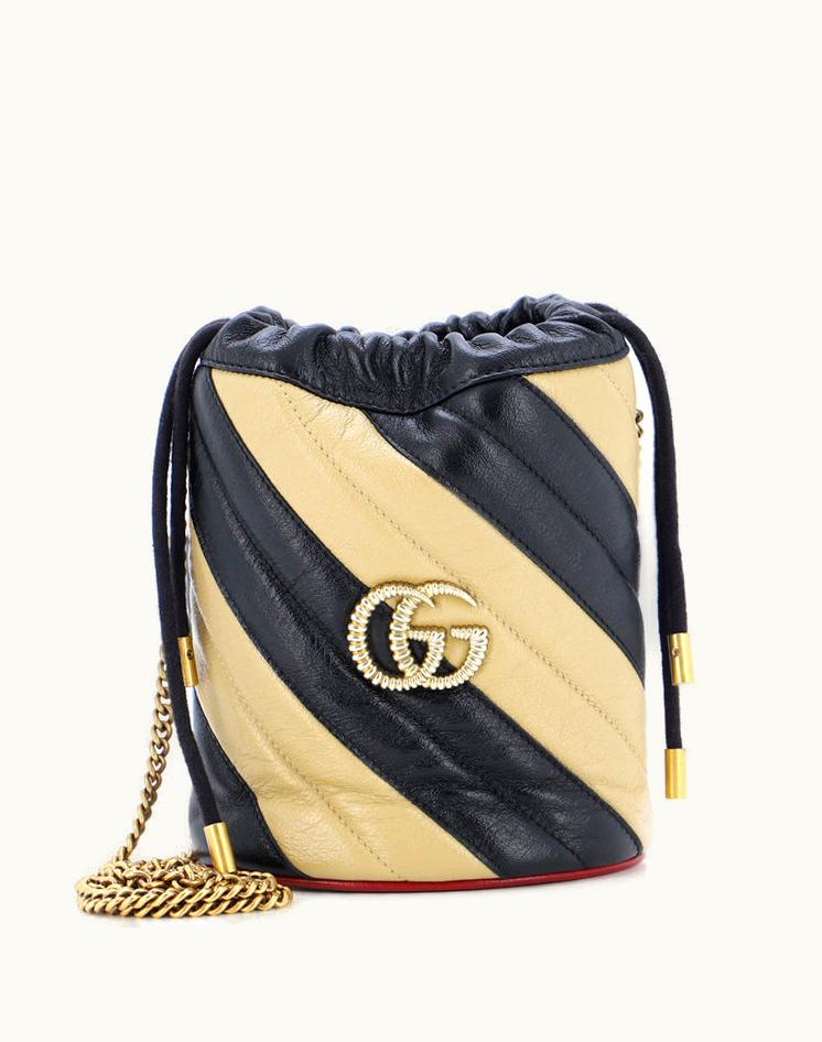Gucci Gucci GG Marmont Bucket Bag Diagonal Quilted Leather Mini