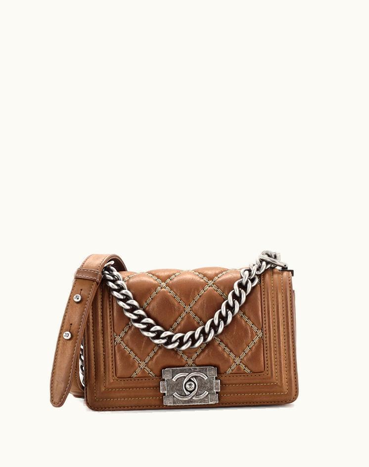 Chanel Chanel Boy Flap Bag Quilted Calfskin With Micro Chain Detail Small
