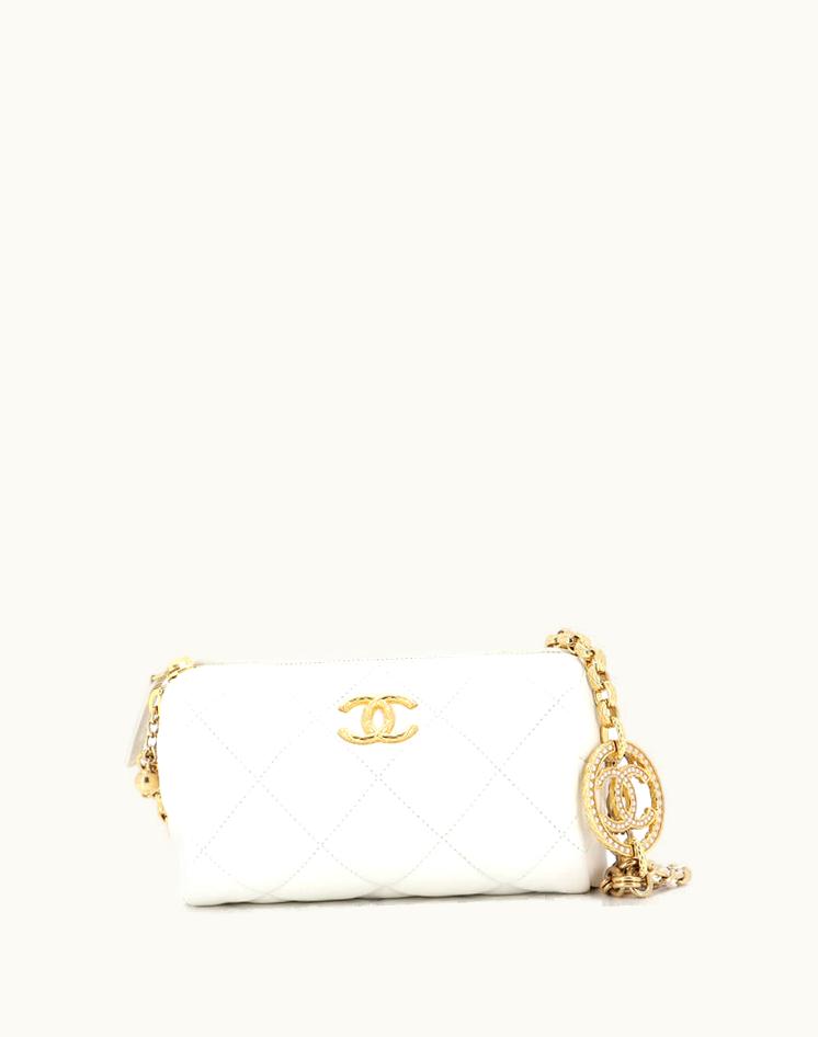 Chanel Chanel Pearl CC Medallion Chain Bowling Bag Quilted Lambskin Mini