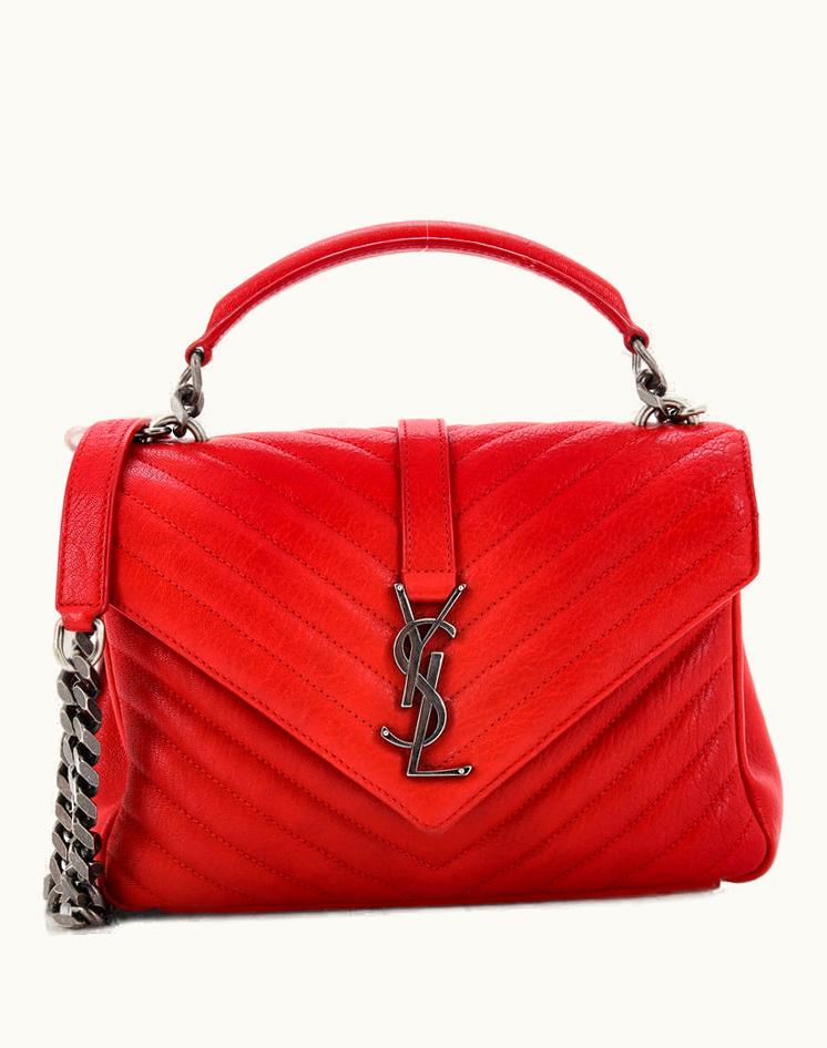 Saint Laurent Saint Laurent Classic Monogram Slouchy Envelope Satchel Matelasse Chevron Leather Medium