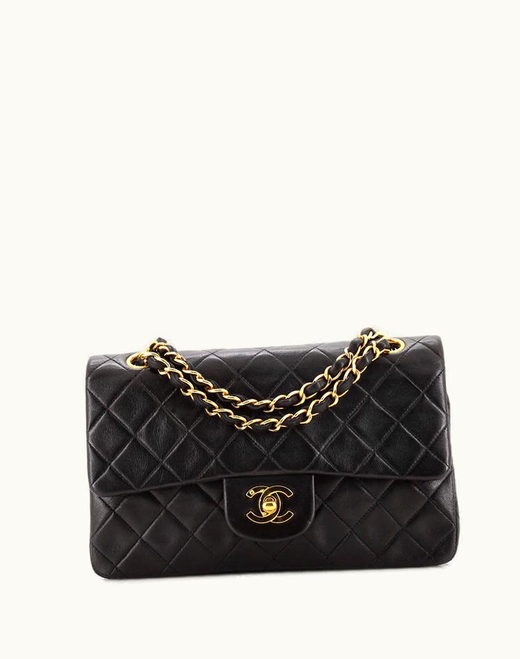 Chanel Chanel Classic Double Flap Bag Quilted Lambskin Small Black-Gold