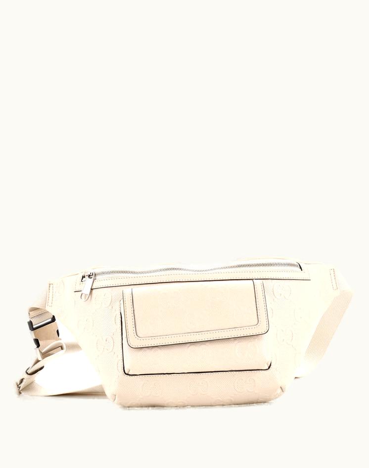 Gucci Gucci Front Pocket Belt Bag GG Embossed Perforated Leather in Neutral