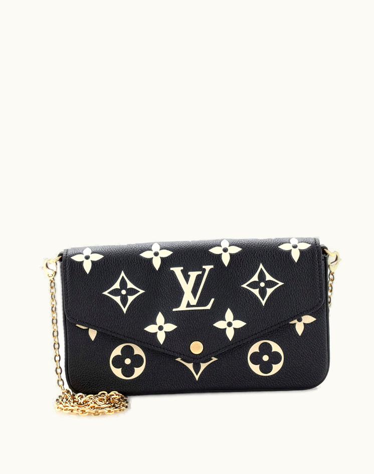 Louis Vuitton Louis Vuitton Felicie Bicolor Monogram Empreinte Giant Leather Pochette Black Gold