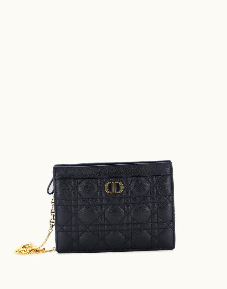 Dior Dior Caro Clutch With Chain Cannage Quilt Calfskin Small