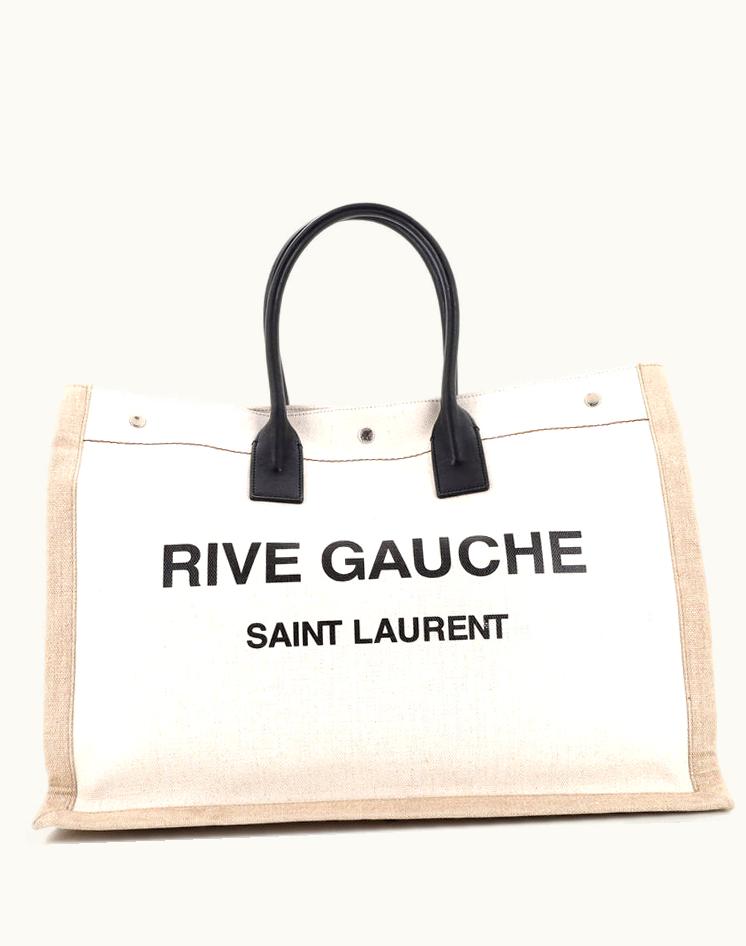Saint Laurent Saint Laurent Rive Gauche Canvas Large Shopper Tote Silver