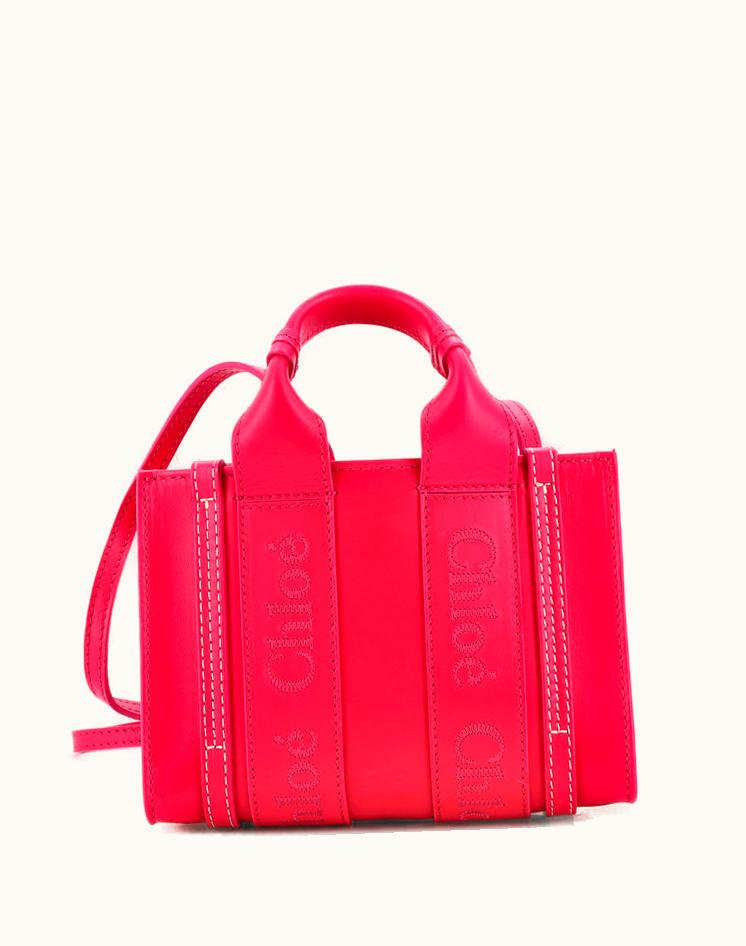 Chloe Chloe Woody Convertible Tote Leather Mini Pink