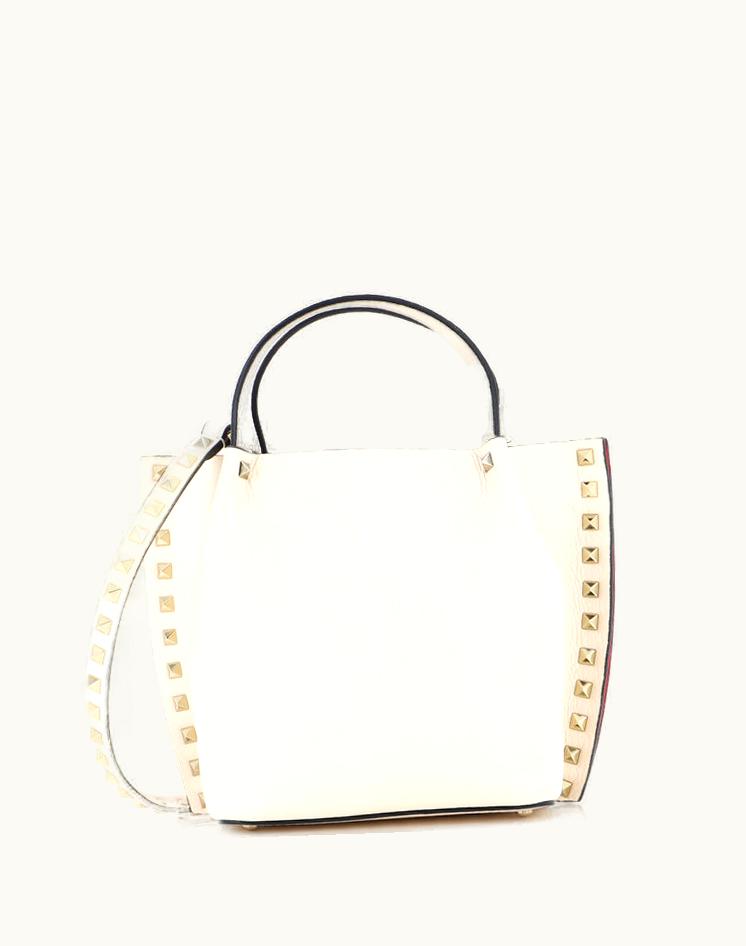 Valentino Valentino Rockstud Convertible Top Handle Open Tote Leather Small