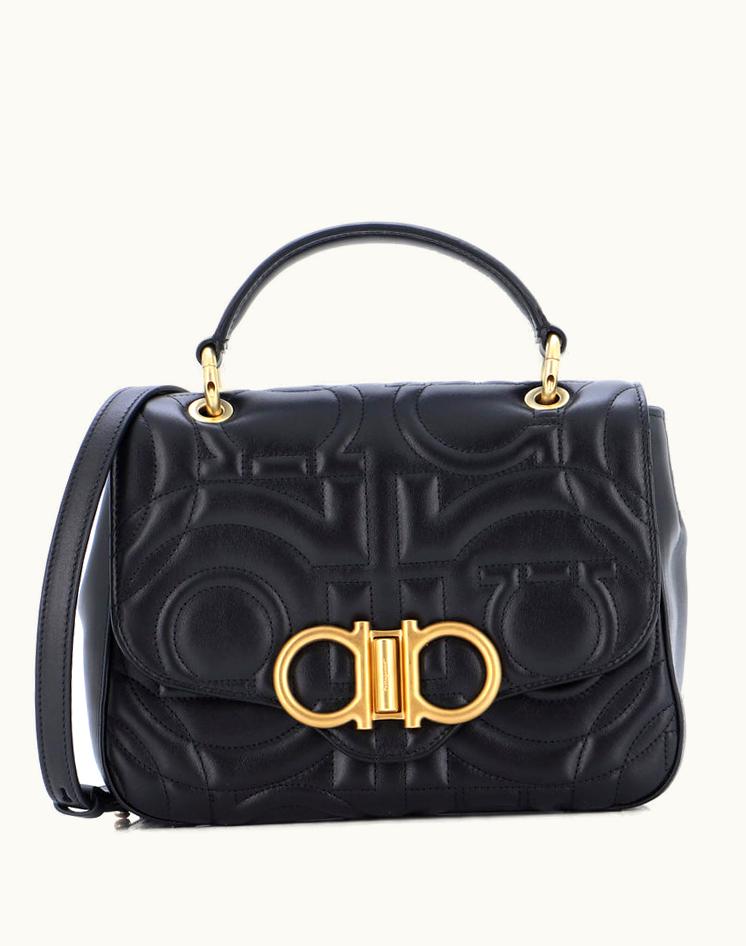 Salvatore Ferragamo Salvatore Ferragamo Gancini Turnlock Top Handle Bag Gancini Quilted Leather Medium