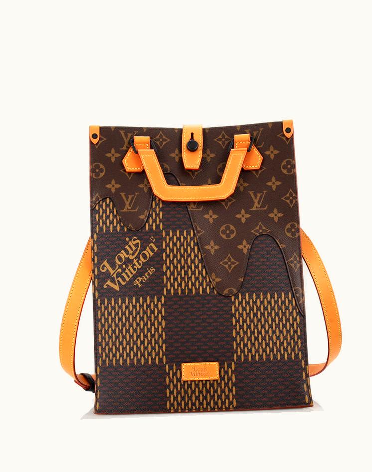Louis Vuitton Louis Vuitton Nigo Tote Limited Edition Giant Damier and Monogram Canvas Mini Coated Canvas Brown Tote