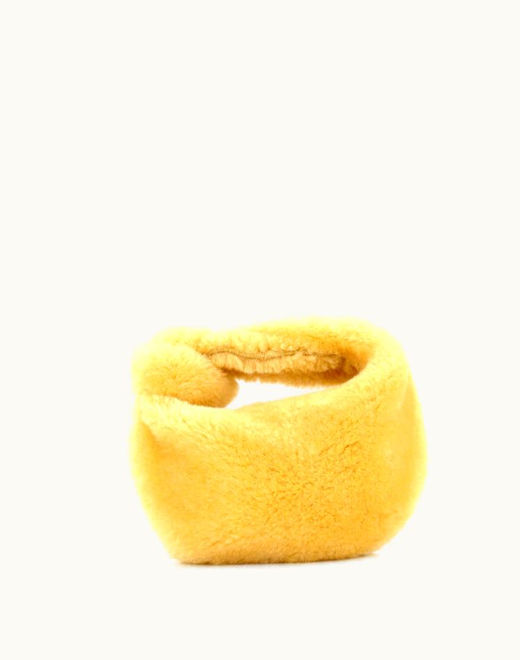 Bottega Veneta Bottega Veneta BV Jodie Hobo Shearling Mini Yellow Lamb Fur Leather Gold