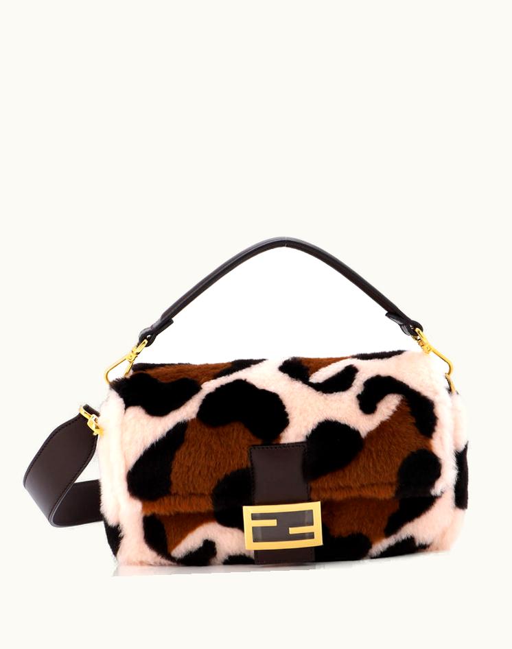 Fendi Fendi Baguette NM Bag Printed Shearling And Leather