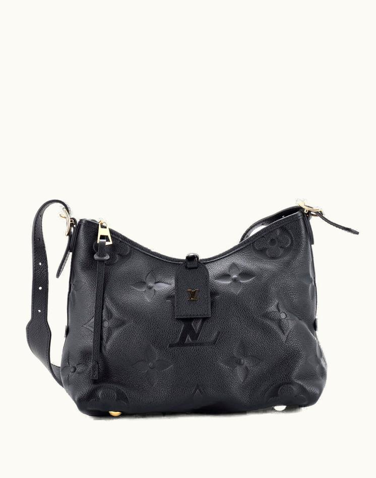 Louis Vuitton Louis Vuitton CarryAll Hobo Monogram Empreinte Giant PM Leather Microfiber Black Blue Gold