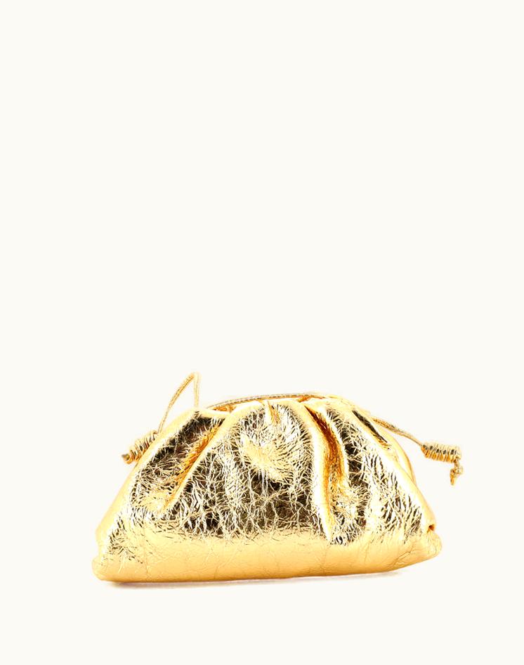 Bottega Veneta Bottega Veneta The Pouch Crinkled Metallic Leather Mini