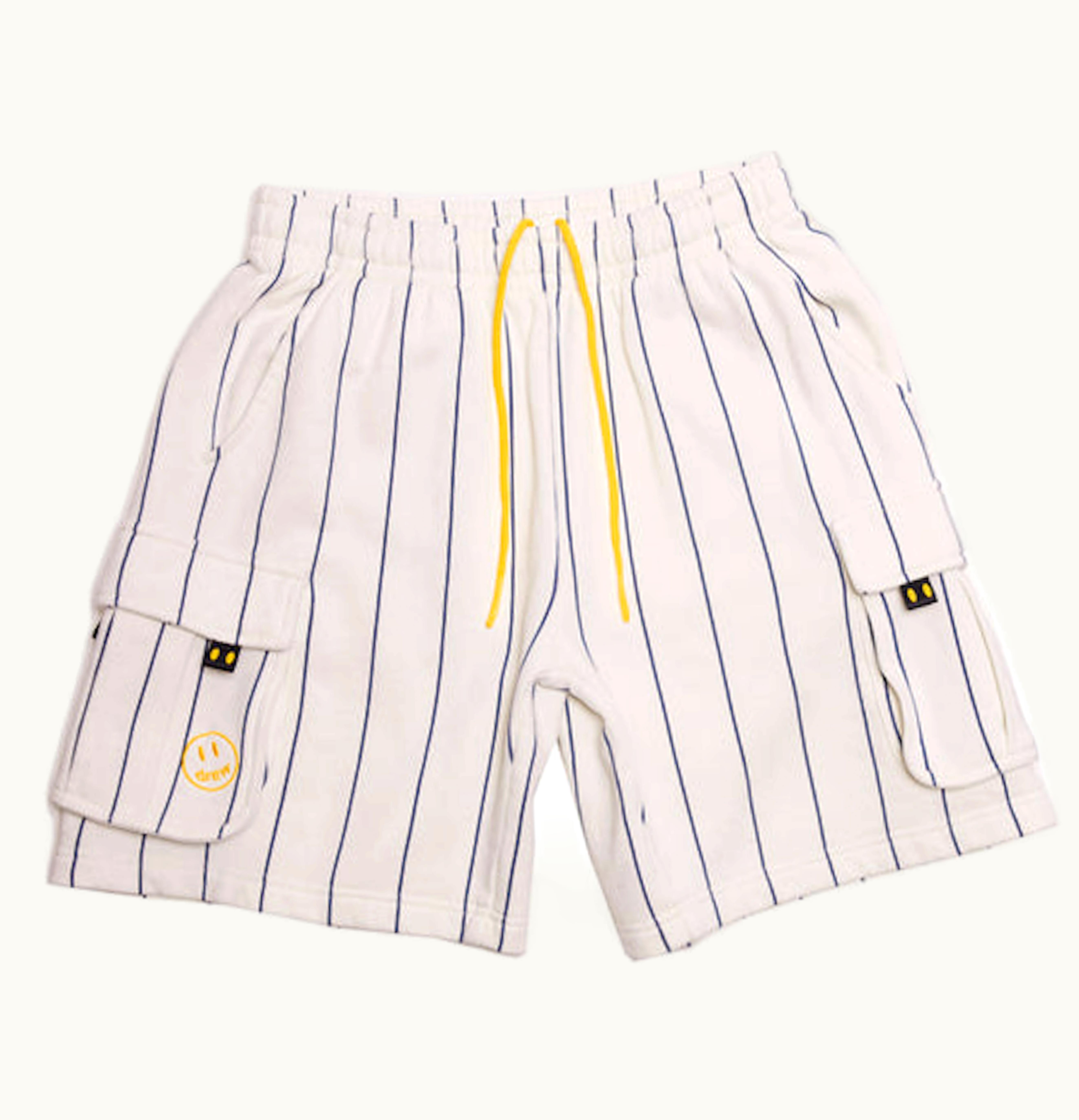 drew house drew house cargo sweatshort navy pinstripe